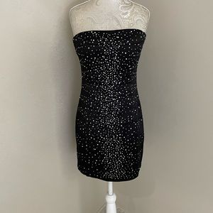 Forever 21 black embellished strapless mini dress